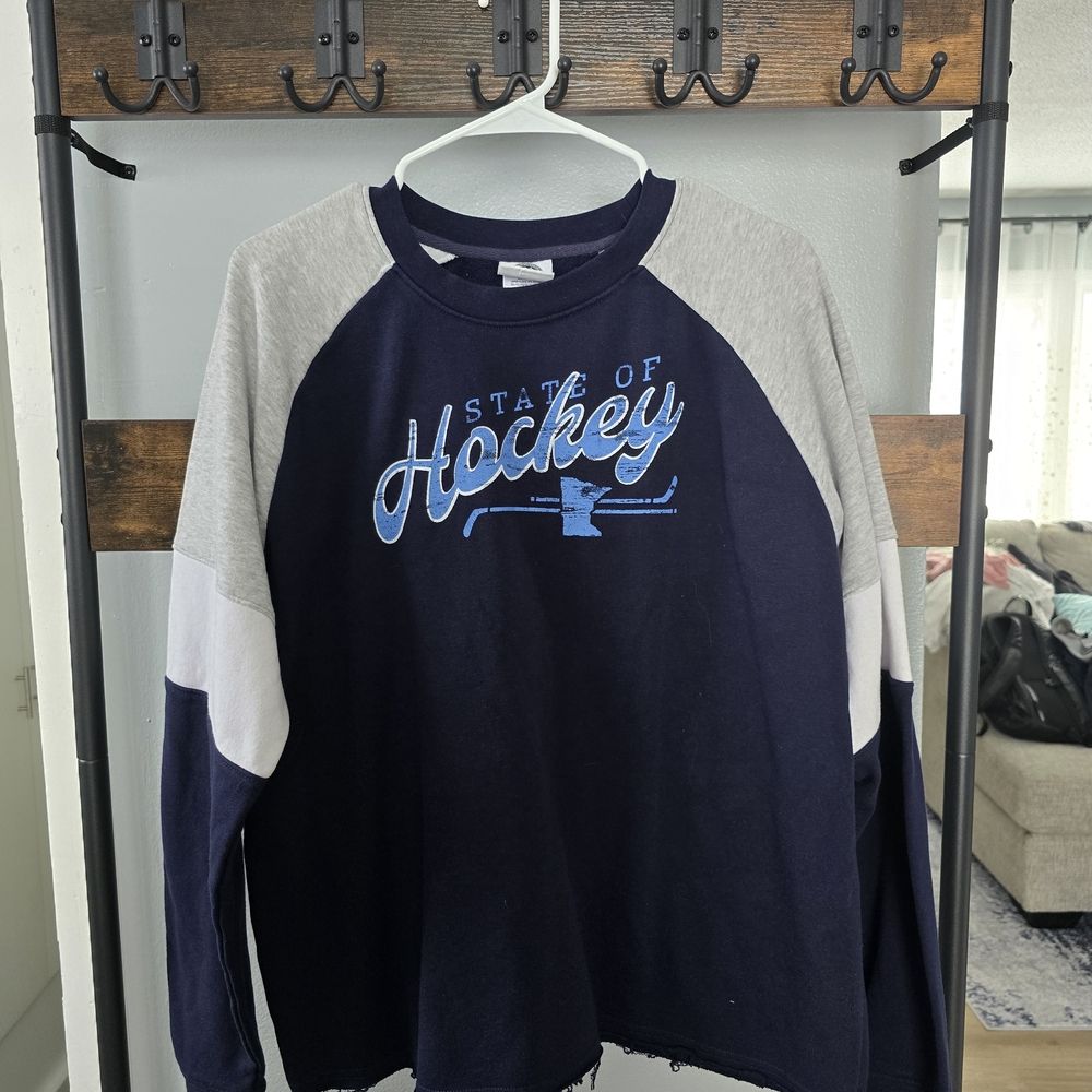 NHL Navy Crewneck Sweatshirt with White Logo Tag